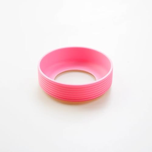 Frabakas Silicone Threaded Boot Sleeve Cap Cover Sheath Silicone Bottom Protective Non-Slip Heat Resistant Cup Mug Ring Coaster Tumbler Insulated Bottle Cup Bottom Cover Round 7.5cm (Pink)