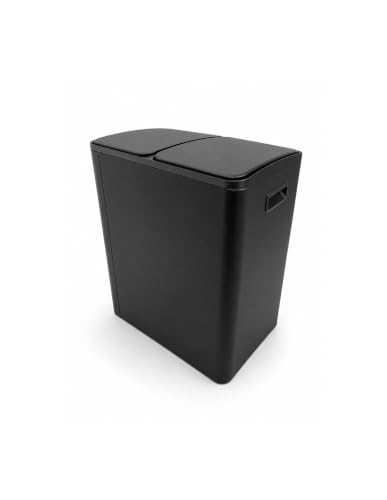 Miniatura 7 de Jardin202 - Cubo De Basura De Metal Con Pedal - Doble Compartimento Para Reciclaje Y Diseño Moderno 40 Litros Negro