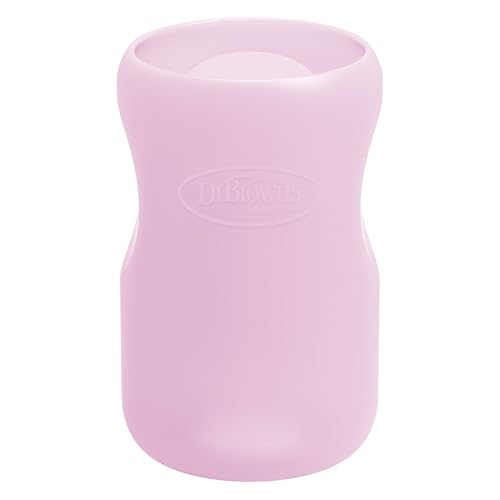 Image of Dr. Brown's Options+ Wide-Neck Glass Bottle Sleeve, 100% Silicone, Pink, BPA-Free, 9 oz, 1-Pack