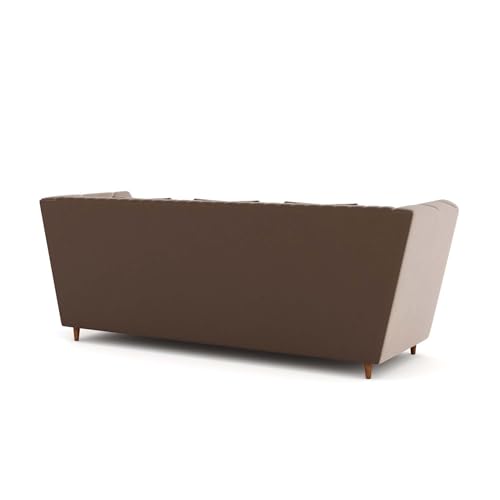 Image of Amazon Brand - Solimo Corell Tufted Velvet Fabric 3 Seater Sofa for Living Room Furniture (Brown)|3 Year Warranty