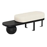 Eingangsbank Art Deco Holz Boucle mit Biberkissen Gepolstert Schuhregal für Wohnzimmer Schlafzimmer Flur