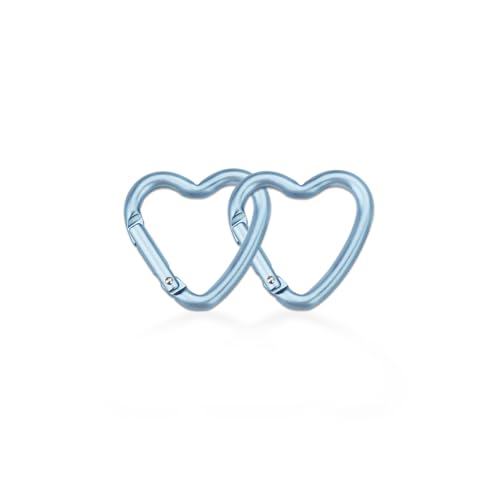 munkees Heart-Shaped Carabiners Key Chain Backpack Buckle Fashion Aluminum Alloy Key Ring 2-Pack Blue