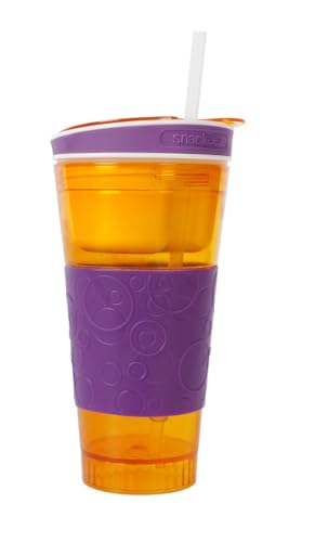 Travel Snack & Drink Cup with Straw Combo all in One Tumbler For On The Go Orange 16 oz (1 pack)