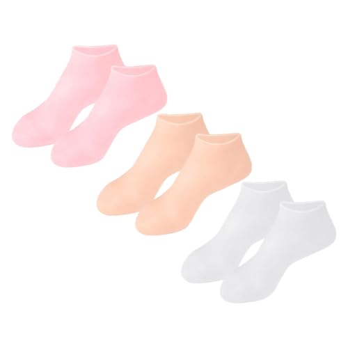 VALICLUD 1 Pair Silicone Foot Socks for Moisturizing Dry Cracked Feet Stretchable Comfortable Fit Heel Crack Prevention Skin Tone