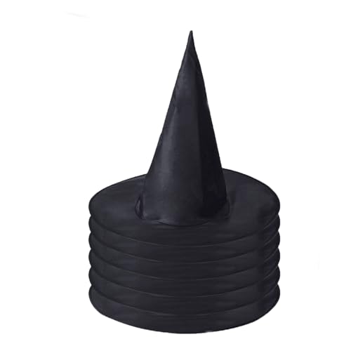 Youery 6 chapéus de bruxa para o Halloween, cor preta, chapéu de festa de bruxa, carnaval e cosplay, acessório para festa de disfarces, adultos / crianças/mulheres