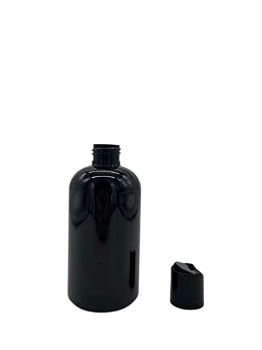 Natural Farms 8 oz Black Boston Plastic Bottles -12 Pack Empty Bottle Refillable - BPA Free - Essential Oils - Aromatherapy | Black Press Down Disc Cap - Made in the USA3