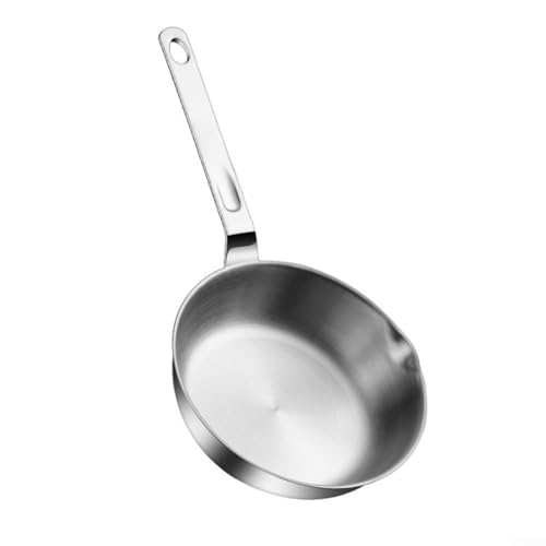 Desiumite Padella in acciaio inox con beccuccio e foro per appenderla, lavabile in lavastoviglie, piccola padella per uova, omelette e salse, 25,8 cm, cucina (15,3 cm)