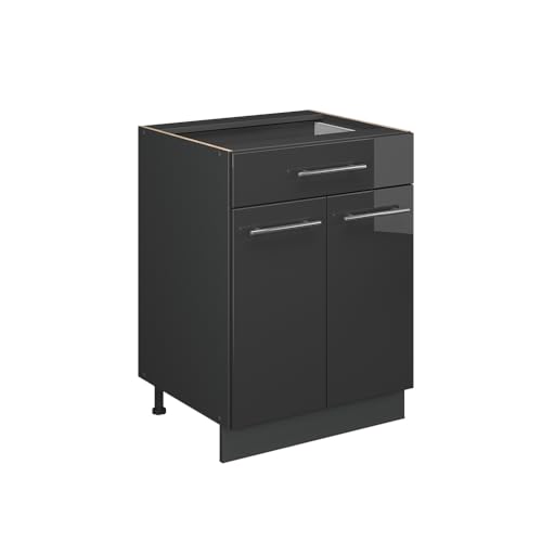 Vicco Küchenunterschrank Fame-Line, Anthrazit Hochglanz, 60 cm mit Schublade, ohne Arbeitsplatte Vicco Küchenunterschrank Fame-Line, Anthrazit Hochglanz, 60 cm mit Schublade, ohne Arbeitsplatte