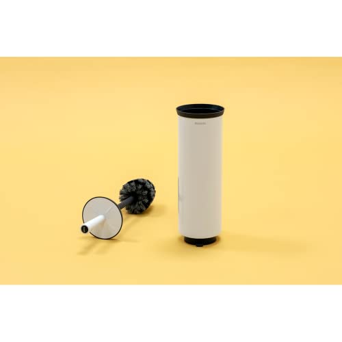 Image of Brabantia Profile Toilet Brush and Holder (White) Freestanding /Wall-Mounted Toilet Bowl Cleaner with Discreet Case Stand for Bathroom