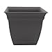 The HC Companies Eclipse Square Plastic Planter w/ Attached Saucer - Outdoor & Indoor Plant Pot with Drainage Holes - Lightweight, UV-Resistant Plastic Pots For Plants (8" Warm Gray, Pack of 1)