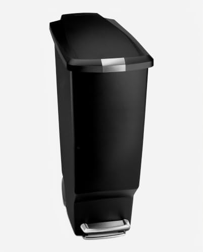 simplehuman 40 litre slim black pedal kitchen bin with soft close lid and wheels