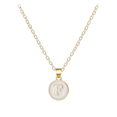 Image of Giftana Alphabet Locket with Chain, White Enamel Letter A-Z Pendant Necklace for Girls, Personalized Initial Name Gold Plated Pendant Necklace Gift for Girlfriend, Valentines Day Gifts for Woman