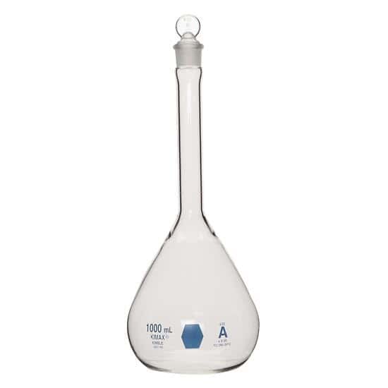 Kimax 28014Y-50 Yellow Coded Volumetric Flask, 50 mL, 6/pk