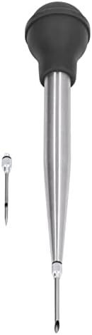 plplaaoo Meat Injector Syringe, Stainless Steel Food Syringe, Turkey Baster Syringe, Turkey Injector Stainless Steel Thickened Silicone Design Cooking Seasoning Pump with Cleaning Sweep[Black]
