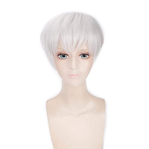Tokyo Ghoul Ken Kaneki Straight Short Cosplay Wig For Men Heat Resistant Synthetic Black White +Free Wig Cap A