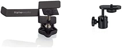 Gator Frameworks Cases Frameworks Headphone Hanger for Desks (GFW-HP-HANGERDESK), Black Small & Camera Mount Mic Stand Adapter with Ball-and-Socket Head (GFW-MIC-Camera-MT)