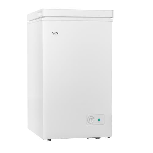SIA SCF92WE Freestanding 92L White Chest Freezer 47cm Wide Narrow Compact Design Temperature Control E Rated 2 Year Parts And Labour Guarantee