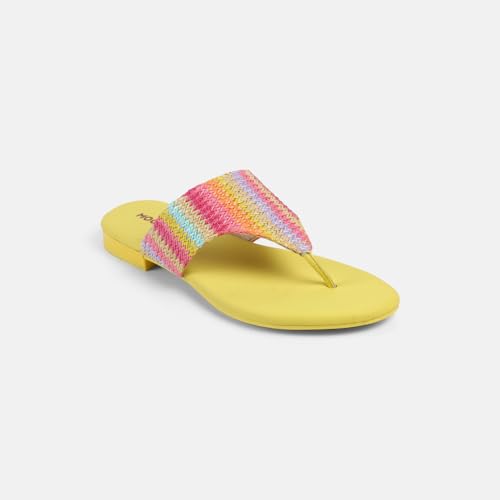 Image of Mochi Women's Colorful Zigzag Woven Strap Sandals