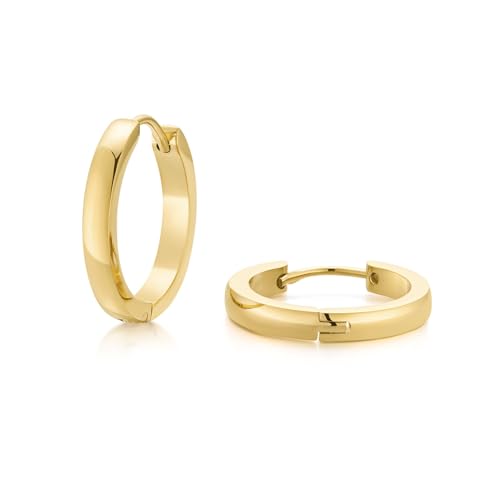 14K Gold Filled Gold Hoop Earrings for Women, S925 Sterling Silver Post Chunky Gold Hoop Earrings for Women, Dainty Lightweight Hoop Earrings