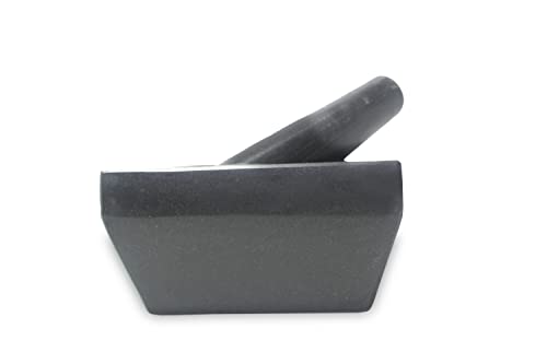 Pure Granite Stone Mortar and Pestle Set, Kalvam,kharad, Masher Spice Mixer/Okhli and musle/Kharal for Kitchen and medicine making (6 inch square)