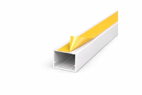 Self-Adhesive Cable Trunking Kit No Screws or Plugs 4m Cable Management Raceway with Strong Double-Sided Tape Installation White Cable Organize For Home & Office (25 x 25 mm – 10 pcs × 40 cm)