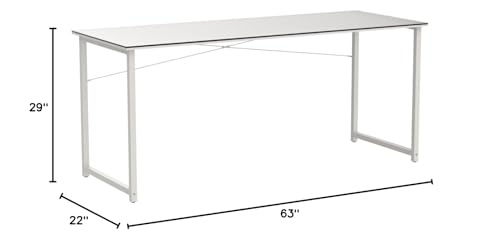 Coleshome Modern Simple High-Level Color Matching Computer Desk,63 Inch Home Office Desk,Makeup Vanity Desk, White