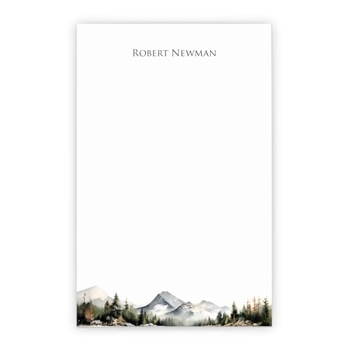 Personalized Stationery Notepads with Name Mountain Landscape Watercolor Notepad Lake Notepad for Writing Forest Stationery Paper Custom Note Paper Nature Desk Pads 55in x 85in 50 Sheets