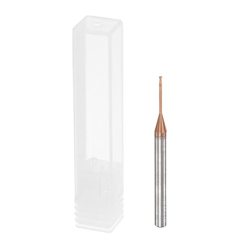 Image of uxcell Square Nose End Mill, 1mm Solid Carbide AlTiSin Coated Long Reach CNC Router Bits 2 Flutes Milling Cutter with Extended Neck, 12mm Cutting Length 4mm Shank