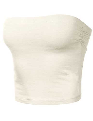 Image of Women's Shapewear Tube Tops Strapless Ruched Built-in Shelf Bra Casual