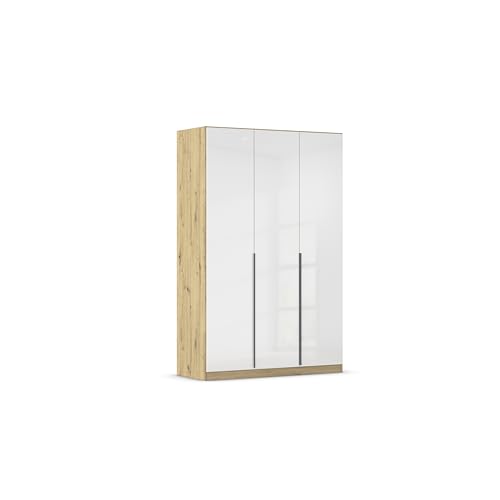 Rauch Möbel Alabama, Kleiderschrank, Garderobenschrank, 3-türig, Zubehör Classic, 2 Kleiderstangen, 5 Einlegeböden, Farbe Hochglanz Weiß/Eiche Artisan, Holz, Griff Grau metallic, 136x210x57cm Rauch Möbel Alabama, Kleiderschrank, Garderobenschrank, 3-türig, Zubehör Classic, 2 Kleiderstangen, 5 Einlegeböden, Farbe Hochglanz Weiß/Eiche Artisan, Holz, Griff Grau metallic, 136x210x57cm