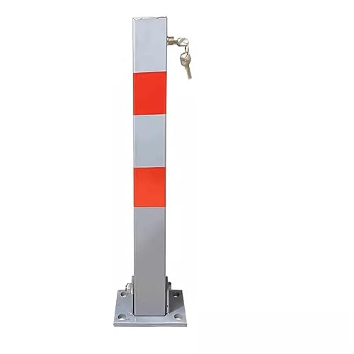Folding Parking Bollard Post with Keys, Reflective Tape, Heavy-Duty Steel, Bolt Down for Traffic Control - Durable Gray & Yellow Options for Safety