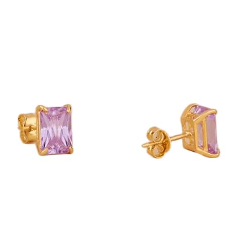Boucles d'oreilles alexandrite en argent plaqué or, le cadeau rectangulaire idéal pour elle