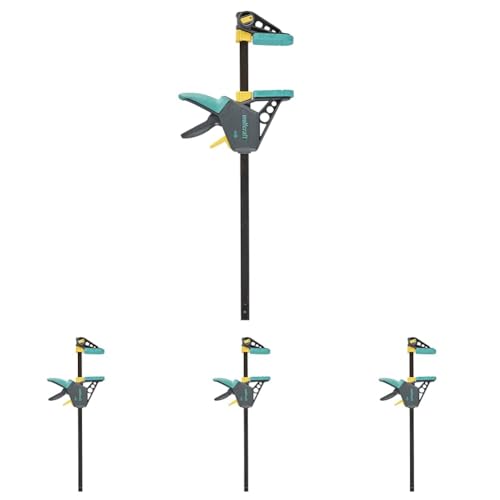 wolfcraft 3032000 - Serre-Joint à une main EHZ PRO 100-450 - Saillie 100 mm - Ouverture 450 mm - Force de serrage max. 120 kg - Garantie 10 ans (Lot de 4)
