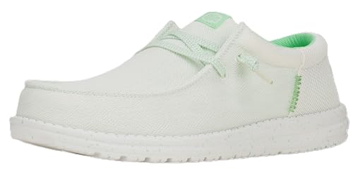 HEYDUDE Men's Wally Funk Zigzag Mesh White/Green Ash 12 Medium