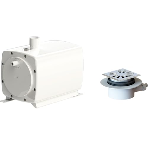 SFA – Sanifloor+ 4 – Pumpstation & Ablauf – Kleinhebeanlage Wedi® Duschelemente – Italienische Dusche – Kabellos – Hoher Durchfluss – Pumpe 29,5 x 17,8 x 29,8 cm – Ablauf Ø12,8 x 19,6 x 6 cm – 400 W