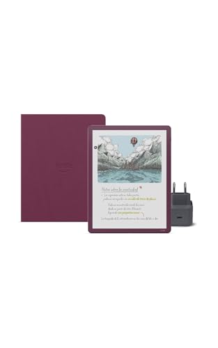 Amazon Kindle Scribe Colorsoft 64 GB (Garnet) + Lápiz Prémium + Funda Con Tapa | Piel Prémium (Garnet) + USB C Chargeur