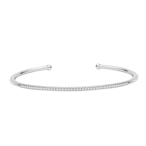 14K White/Yellow Gold Plated Silver Bangle Bracelet With 0.40 TCW Lab Grown Diamond/Moissanite/Lab Grown Paraiba Bracelet For Women, Gift For Her Jewelry For Women2