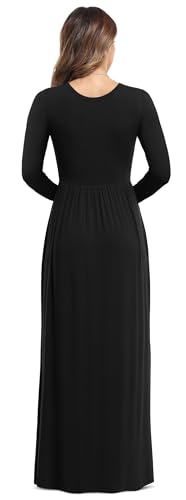 Image of VIISHOW Women's Long Sleeve Loose Plain Maxi Dresses Casual Long Dresses with Pockets