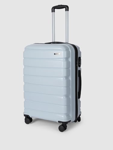 Image of TEAKWOOD LEATHERS Unisex 8 Wheels Trolley Bag, Hard Cabin with Zipper Closure, Adjustable Push Button & Cross Side Strap, Lock System 360 Degree (65 CM, Mettalic Silver)