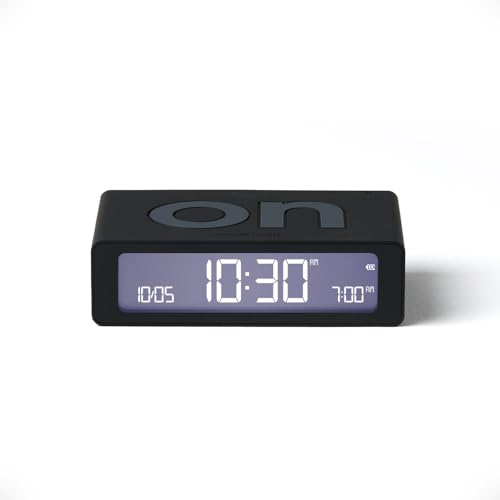 Lexon Flip Mini Sveglia Digitale da Viaggio, Orologio LED On/Off con Luminosità Regolabile, Ricaricabile e Tattile, Ideale come Sveglia da Comodino - Nero