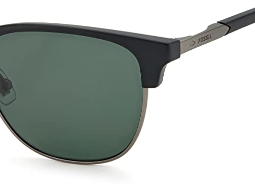 Fossil Men's FOS 2113/G/S Square Sunglasses, Matte Black/Green, 51mm, 20mm4