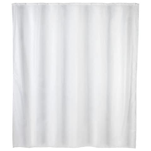WENKO Anti-Schimmel Duschvorhang Weiß, Textil-Vorhang mit Antischimmel Effekt fürs Badezimmer Cover