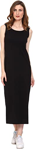 Image of ROARERS Women Maxi Length Sleeveless Cotton Black Dress