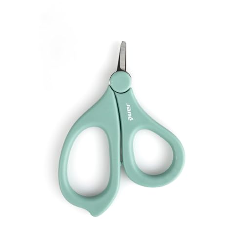 Jané Tijeras Cortauñas para Bebé y Recién Nacido, Punta Redondeada y Hoja Corta, Acero Inoxidable, Ergonómico, con Capuchón de Seguridad, Verde