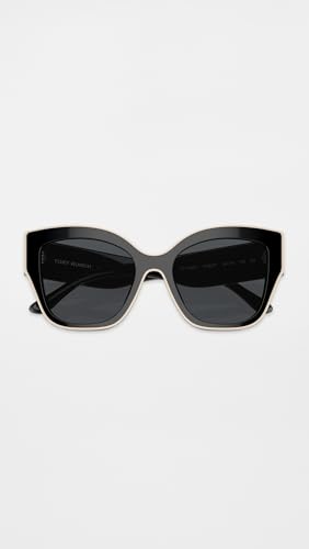 Tory Burch TY 7184U Luxury Branded Women Sunglasses, BLACK IVORY/DARK GREY, 54/19/140
