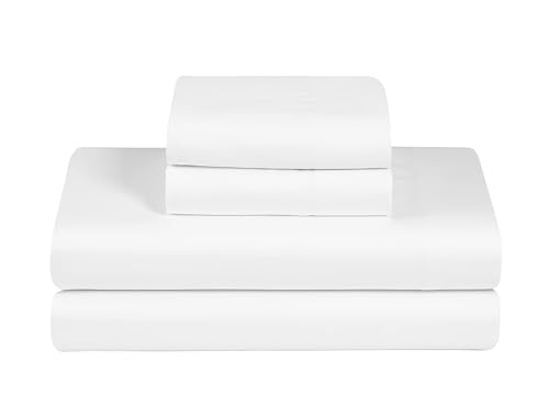 Feather & Stitch Softest 100% Cotton Sheets, 300 Thread Count Percale Weave Bedding, 16