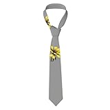 NImongt Corbata con estampado de flores amarillas y grises para hombres, negocios, bodas, fiestas, uso diario, casual, accesorio versátil