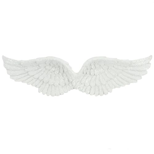 Image of Stunning White Resin Glitter Hanging Angel Wings - 7cm x 28cm (1 Pc.) - Elegant & Unique Design, Great Gift or Personal Keepsake - Perfect Home Decor