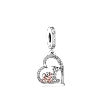 Berloque Pingente Charm Pendulo Familia Mãe E Filho Pet Cachorro Dalmata Prata 925