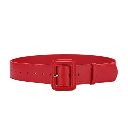 Rfmfkkg Women Wide Waist Belt Leather Solid Color Large Square Buckle Vintage For Coat Dress Sweater